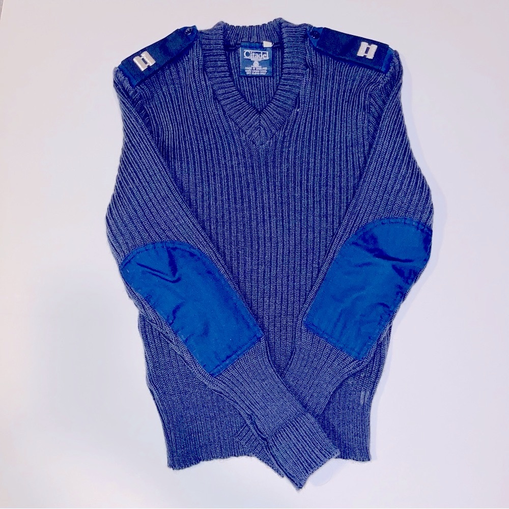 Citadel Military Commando Knitted Sweater Long Sleeve Elbow Patches Navy Blue 42